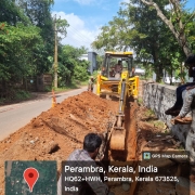 450mm DI laying work in progress at perambra-vadakara road
