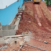 06.07.21 laying drainage pipes along ramp in progress