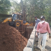 Earth work excavation for pumphouse at Malampuzha site visited by AEE Sreehari sir