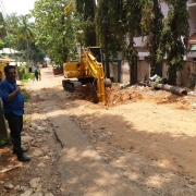 Excavation for laying 914mm MS pipe in MLA road, Kudappanakunnu