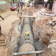 1118mm MS pipe laid at rock removed portion near Peroorkada