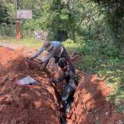 Pipe laying on progress