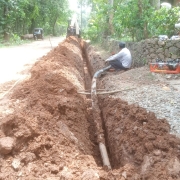 Pipe laying in progress  
