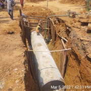 1118mm MS pipe laying @ Krishna Nagar road, Peroorkada