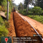 Pipe laying work at Manjamankala - murinjakalanju road( 63mm/10kg laying)