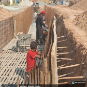 Concreting of RCC wall of drain near sludge sump (from ch:323.915m) 