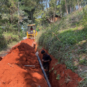 Pipe laying on progress