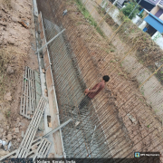 Concreting of base slab of drain near cascade aerator