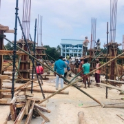 Concreting work for columns in chemical house.