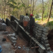 Compound wall block work is in progress