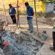 Rock breaking and removal at Peroorkada-Krishna Nagar road