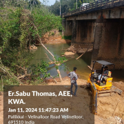 Work started for pipe bridge across Ithikkara river.