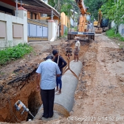 Laying of 1118mm MS pipe at Peroorkada Krishna nagar road