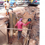 Laying work of 914 mm dia MS pipe at Lekshminada Thankassery road on 15.09.2021