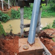 gravity main-pipe laid at steel bridge