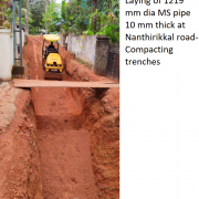 24.09.2021 -Laying of 1219 mm dia MS pipe 10 mm thick at Nanthirikkal road-Compacting trenches