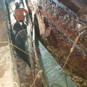 Laying of 914mm MS pipe at MC road, Nalanchira