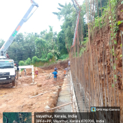 retaining wall stem concreting upto 1.5 m completed