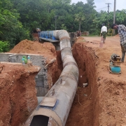 Pipe laying work on RCC pipe bridge