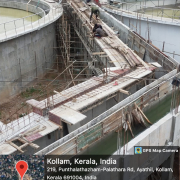 Bypass channel walkway slab shuttering and rebar work ongoing