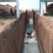 Rebar work for storm water near aerator