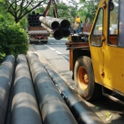 Unloading DI Pipes in Vatanappilly GP.