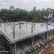 Admin building ground floor roof slab curing going on. 