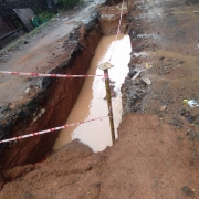 water in the trench due to rain 