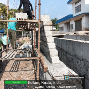 Solid block work construction for compound wall near pump house