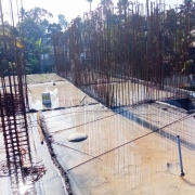 Roof slab curing in chemical house.