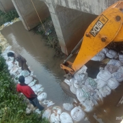 Construction of pipe bridge near S N Public school