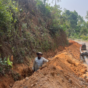 Pipe laying on progress