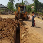 laying of  300mm DI pipe laying of work