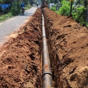 350 mm DI pipe laying 