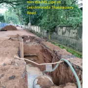 24.09.2021 - Laying work of 914 mm dia MS pipe at Lekshminada - Thankassery road