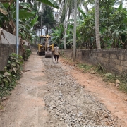 Road restoration of corporation road from Karumbumkonam junction towards VRK road - 600mm DI pipe laid location.