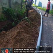 Chettikulangara near kannamangalam North LPS road (Ward 17) Road side:- LHS Pipe:- 90mm PVC No of pipes laid:-39