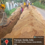 trench excavation for laying DI pipe