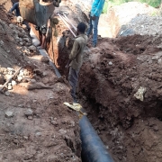 400mm DI pipe laying work progressing