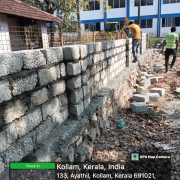 Solid block work construction for compound wall near pump house 