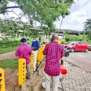 07-09-2021 Total Station Survey in progress at chainage 4200-4300 for fixing Alignment for crossing Railway line and BPCL corridor