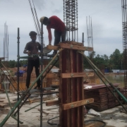 Column concreting in chemical house