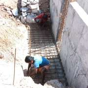 Rebar work for catch basin near pump house